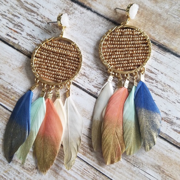 Feather Dream Catcher Earrings Boutique
